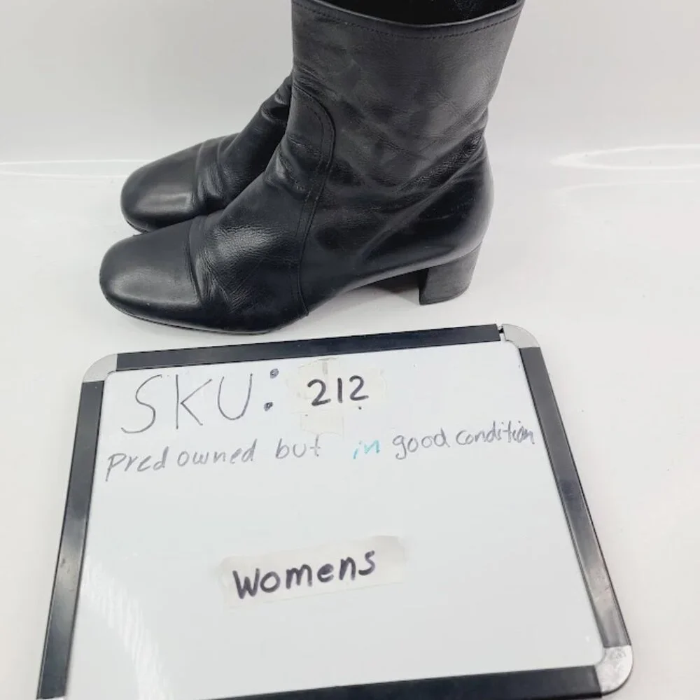 Prada Black Leather Ankle Boots
